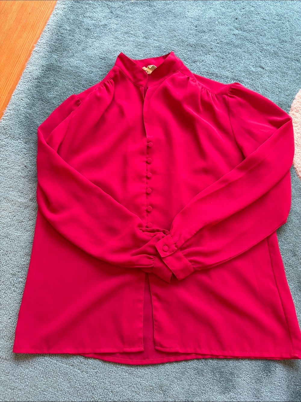 Vintage Red Blouse with Covered Buttons
